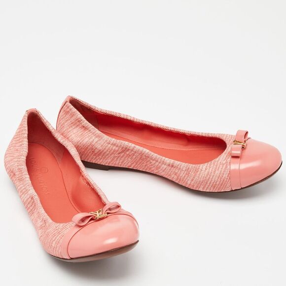 Louis Vuitton Peach Canvas and Leather Elba Scrunch Ballet Flats Size 36 - Picture 4 of 4